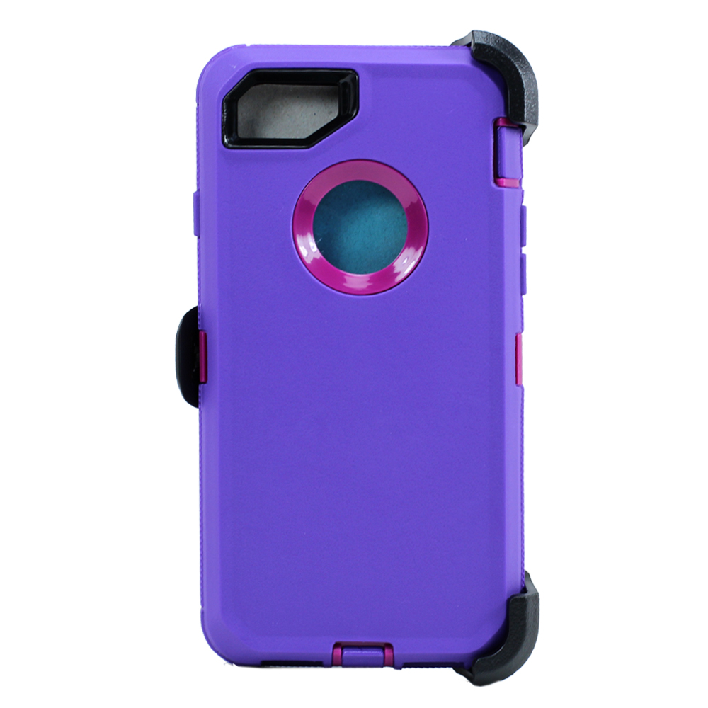 Premium Armor Heavy Duty Case with Clip for iPHONE 8 / 7 / 6S / 6 (Purple Hot Pink)